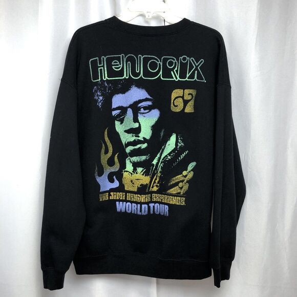 Jimi Hendrix Experience World Tour 67 Black Graphic Sweatshirt XL Rock Concert - Picture 1 of 10